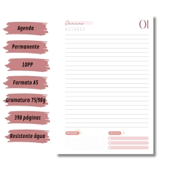 (Rose s/ horas - Vagalume Perm. - 2025 e 2026) Miolo de Agenda A5 Permanente 1dpp 398 páginas - comprar online