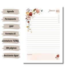 (Garden Perm. 1dpp) Miolo de Agenda A5 Permanente 1dpp 380 páginas - comprar online