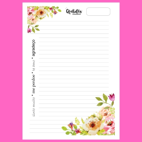 (Gratidão Floral) Miolo Impresso A5 90g 200 páginas