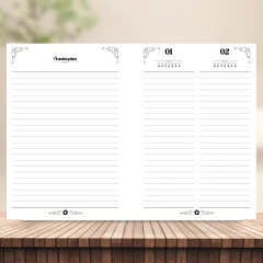 (Dobre de 4/4fls - s/ horas - 75g - Agenda Perm. 2dpp) Miolo impresso de Agenda Perm. costura com 112 páginas A4 75g - loja online