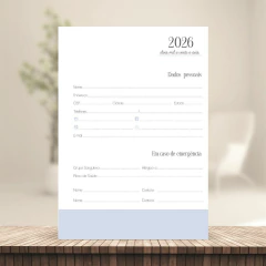 (Azul - Harmonia 2026 c/obs c/horas) Miolo de Agenda Datada 2026 1DPP A5 418 páginas 75g - loja online