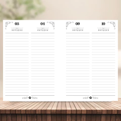 (Dobre de 4/4fls - s/ horas - 75g - Agenda Perm. 2dpp) Miolo impresso de Agenda Perm. costura com 112 páginas A4 75g - CASA DO MIOLO