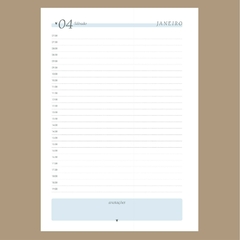 (Neutra Azul com ou sem horas) Miolo de Agenda Datada 2025 A5 1DPP 408 páginas 75g