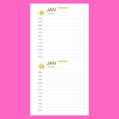 (Cute Slim com ou sem horas) Miolo de Agenda Datada 2025 2DPP Slim 238 páginas 90g