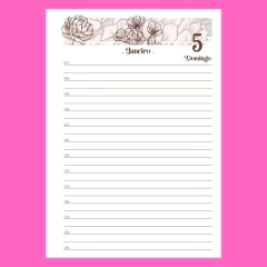 (Elegant Flowers 1dpp com ou sem horário - 2025) Miolo de Agenda Datada 2025 A5 380 pág 75g