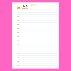 (Cute com ou sem horas) Miolo de Agenda Datada 2025 1DPP A5 420 páginas 75g