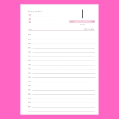 (Harmonia sem obs. Rosa com ou sem horas) Miolo de Agenda Datada 2025 1DPP A5 416 páginas 75g