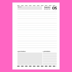(Letterinha Cinza) Miolo de Agenda Datada 2025 1DPP A5 404 páginas 75g