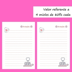 (A6 Dentista Candy) 04 Miolos para Bloquinho 10,5x14,8cm 80fls 90g Frente e Verso