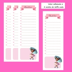 (Boneca Cute 06) Miolo para Bloquinho Check List 7x20cm 80fls impressão só frente