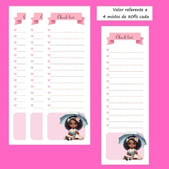 (Boneca Cute 08) Miolo para Bloquinho Check List 7x20cm 80fls impressão só frente