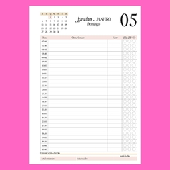 (Self Love - com horas - Nude) Miolo de Agendamento Datado 2025 1DPP A5 408 páginas 75g
