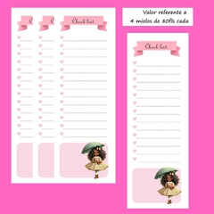 (Boneca Cute 10) Miolo para Bloquinho Check List 7x20cm 80fls impressão só frente