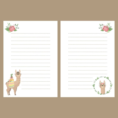 (A6 Lhama) 04 Miolos para Bloquinho 10,5x14,8cm 80fls 90g Frente e Verso