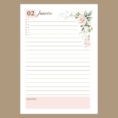 (Floral Rosa - 2024 e 2025) Miolo de Agenda Permanente A5 75g 380 páginas - comprar online