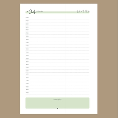 (Neutra Verde com ou sem horas) Miolo de Agenda Datada 2025 A5 1DPP 408 páginas 75g