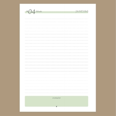 (Neutra Verde com ou sem horas) Miolo de Agenda Datada 2025 A5 1DPP 408 páginas 75g - comprar online