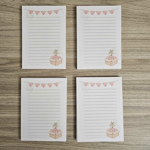 (A6 Girafinha de Óculos) 04 Miolos para Bloquinho 10,5x14,8cm 80fls 90g Frente e Verso