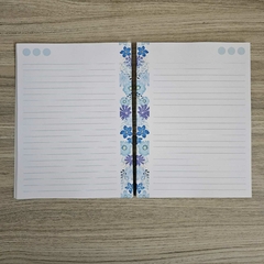 (Barrado Floral Azul) Miolo Impresso Colegial 17,7x24cm 100fls 90g - comprar online