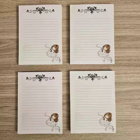 (A6 Bailarina Musical) 04 Miolos para Bloquinho 10,5x14,8cm 80fls 90g Frente e Verso