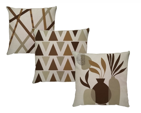 3 capas - Coleção África Café Linho - 50x50