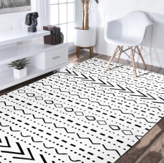 Tapete Sala Estampa Las Vegas 1.32x3.00 -Antiderrapante , preto e branco
