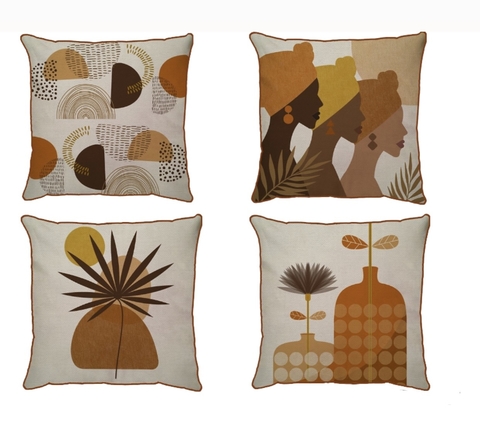 4 capas - Coleção África Terracota linho - 50x50