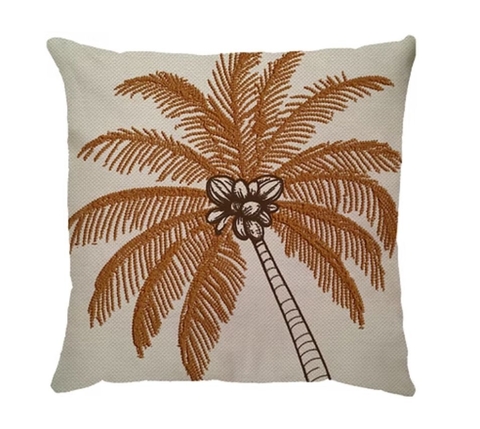 Capa Linho Coqueiro Cocos Col. Nordeste terracota - comprar online
