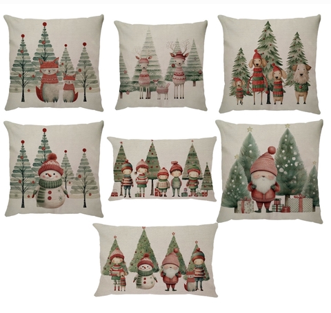 7 Capas Baguete Col. Magia de Natal em linho