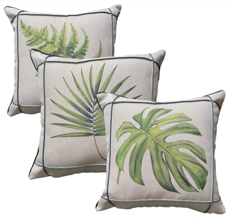 3 capas - Compose linho Drapeada Folhagens