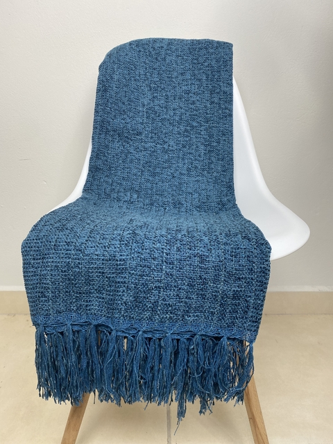 Manta Chenille Azul Petróleo 1.20x1.80