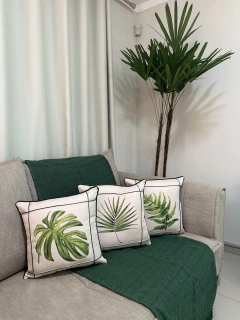 4 pecas - 3 Capas Colecao Drapeada verde com Viez + 1 manta verde musgo 1.20x1.80 - comprar online
