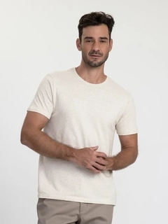 CAMISETA MASCULINA DOCTHOS LINHO FLAMÊ AREIA