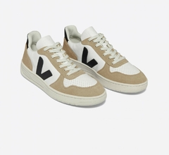 TÊNIS VEJA V-10 CHROMEFREE LEATHER WHITE BLACK SAHARA - comprar online