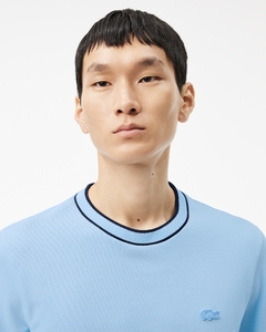 Camiseta Lacoste Gola Listrada em Piqué - comprar online