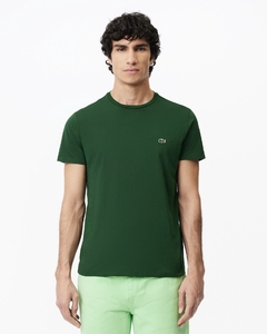 CAMISETA LACOSTE REGULAR FIT ALGODÃO PIMA VERDE PINHA