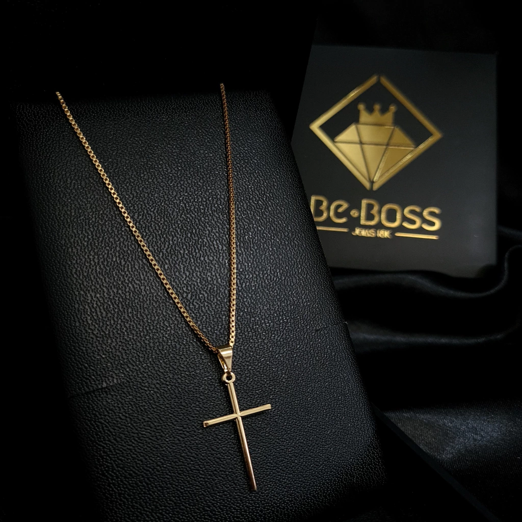 Corrente Veneziana 1mm + Cruz Palito (4,2g) (Fecho c/ marcação 18k)