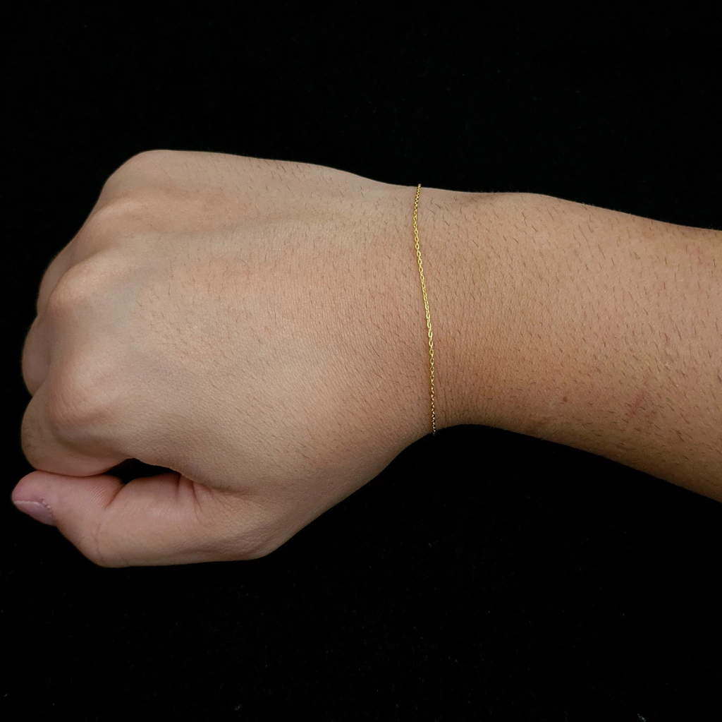 Pulseira Cadeado 1mm (Fecho Tradicional c/ marcação 18K)