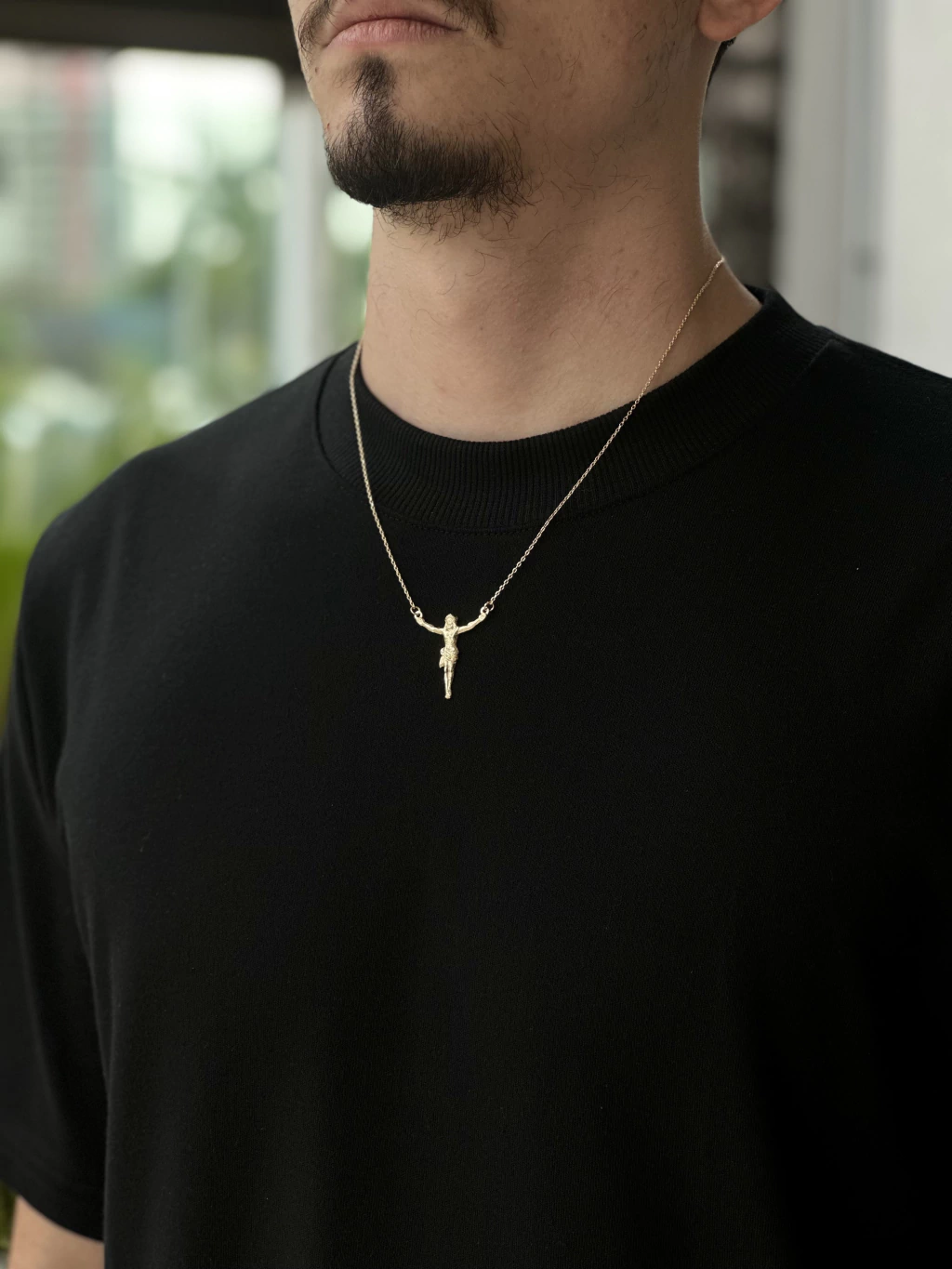 Corrente c/ pingente Jesus (50cm) (Banhado a ouro 18k)