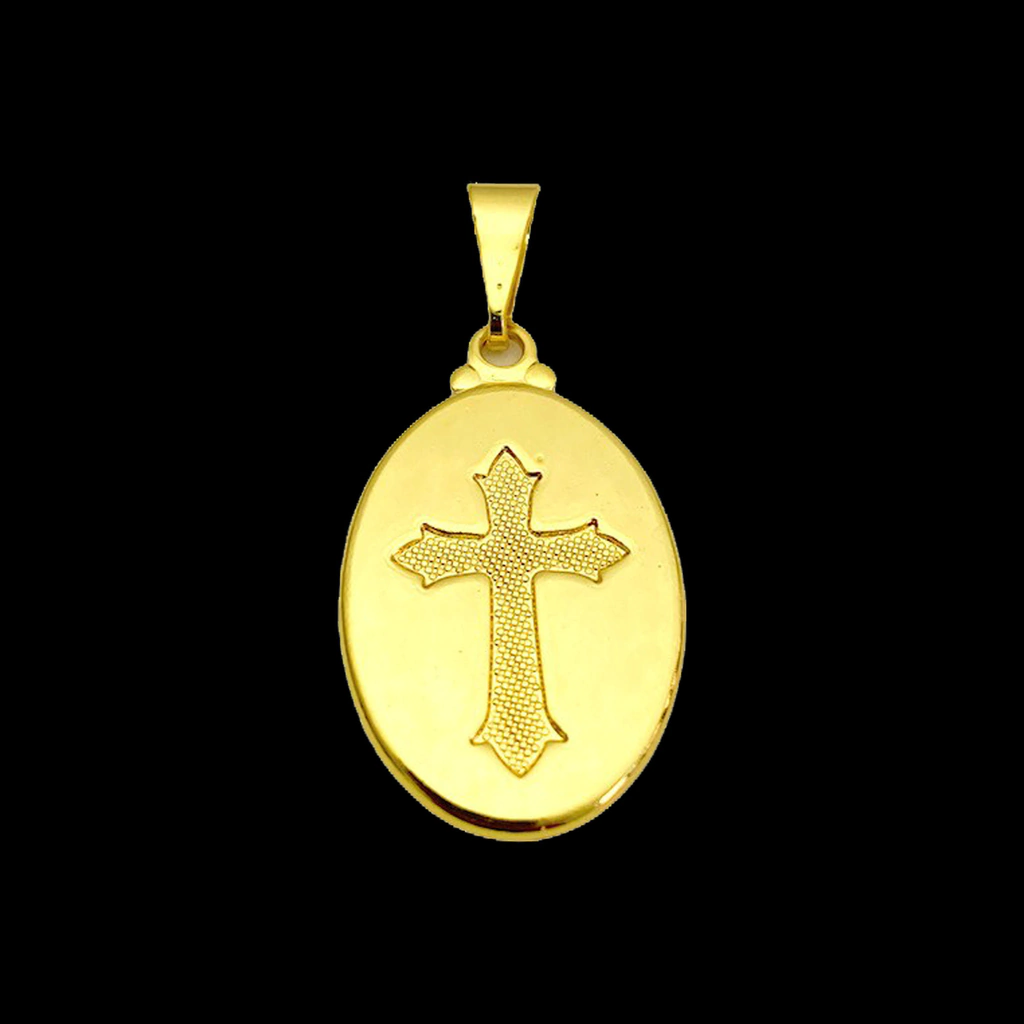 Pingente Oval com Cruz (2,4cmX1,6cm)