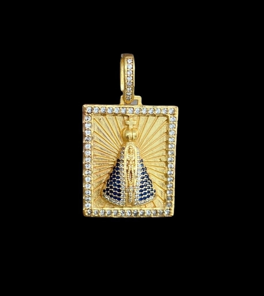 Pingente Placa Nossa Senhora Cravejado