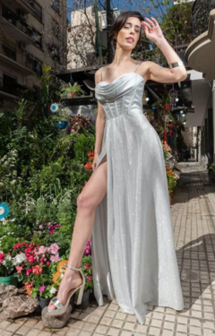 Vestido Belle Glitter Falda Ancha