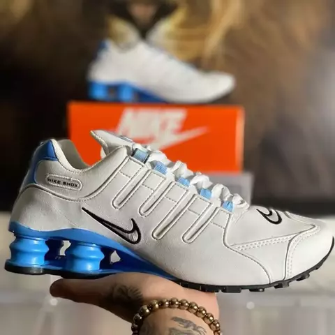 NIKE SHOX NZ BRANCO AZUL BEBE