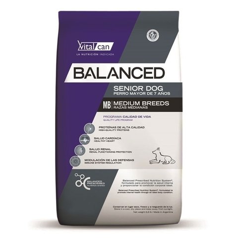 VITALCAN BALANCED PERROS ADULTOS SENIOR +7 RAZAS MEDIANAS