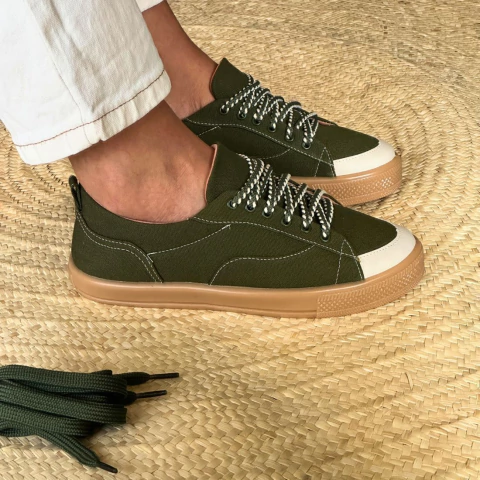 Tênis Lona Verde Militar 2 cadarços - comprar online