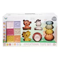 Set 15 Piezas Blandas - Torre Apilable + Animalitos + Cubos Encastrables - comprar online