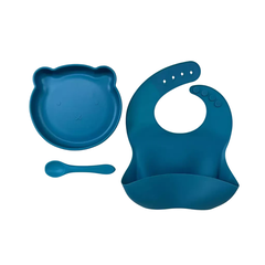 SET Alimentación Silicona Osito Azul (3 piezas)