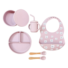 Set Alimentación Silicona (6 piezas) *Rosa Manzanitas*
