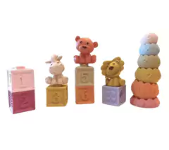 Set 15 Piezas Blandas - Torre Apilable + Animalitos + Cubos Encastrables en internet