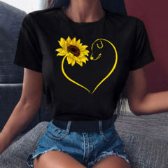 Blusa T- shirt coração de girassol cod 0564